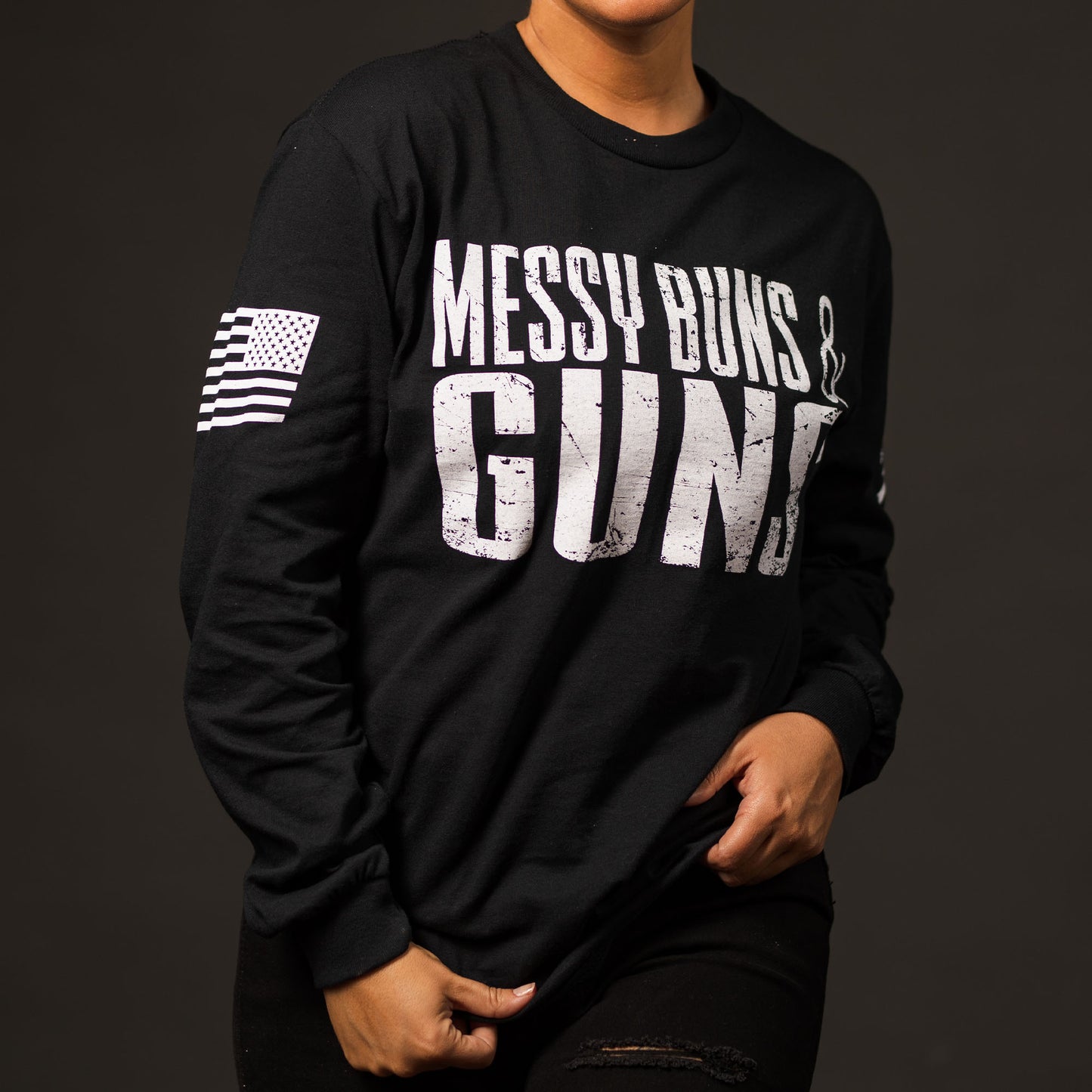 Second Amendment Shirts - Messy Buns and Guns Long Sleeve 