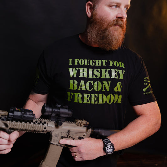 Whiskey, Bacon, Freedom Military Shirts 