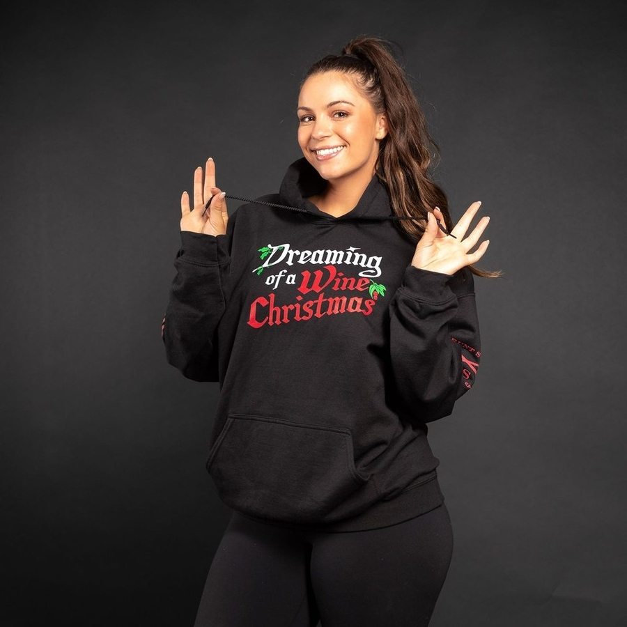 Women's Wine Christmas Hoodie Black Grunt Style, LLC