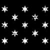 White stars on a black background