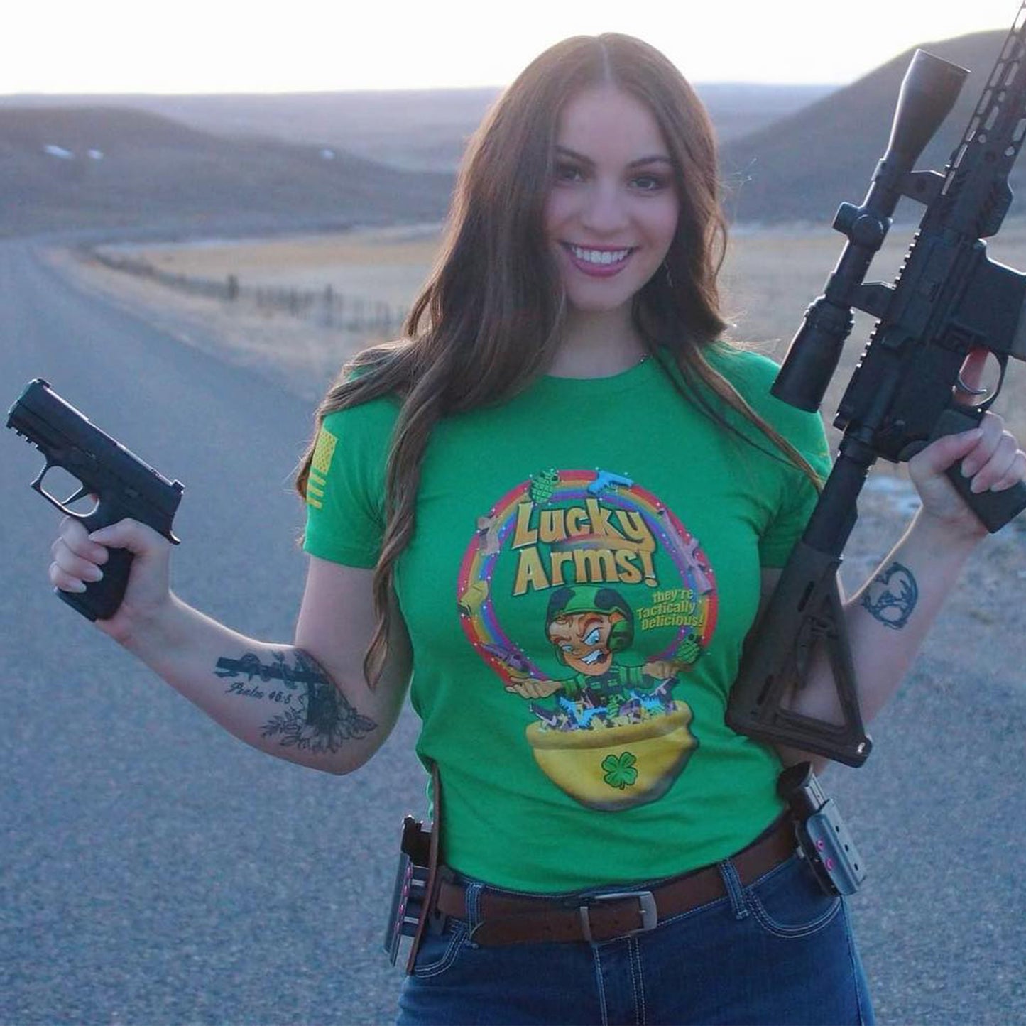 St. Patrick's  Day T-Shirt - Gun Shirt - Lucky Arms 