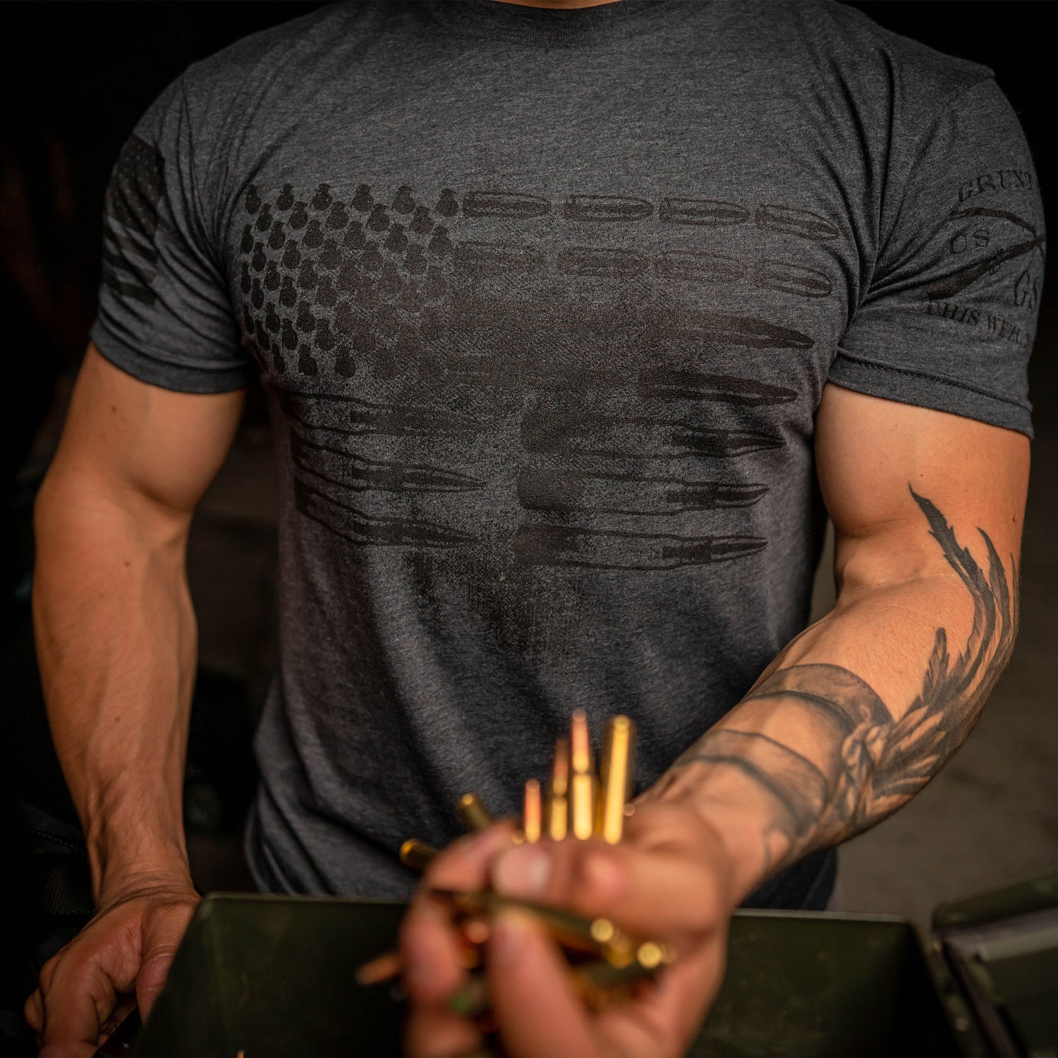 American Flag T-Shirt with Bullets 
