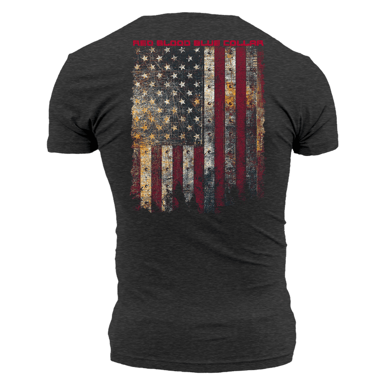 Patriotic Shirt - American Flag T Shirt - Red Blood Blue Collar