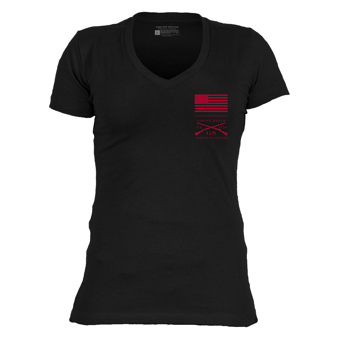 Patriotic Clothing for Women - Red Blood Blue Collar V-Neck 