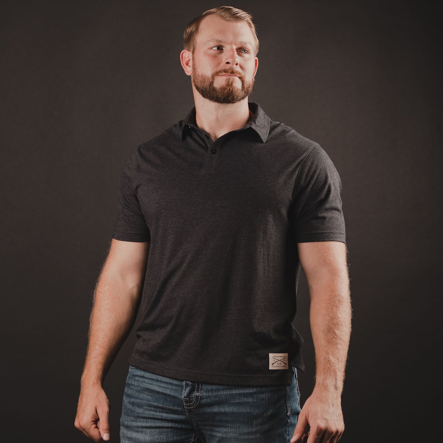 Men's Polo Shirts  Heather Black - Patriotic Clothing – Grunt Style, LLC