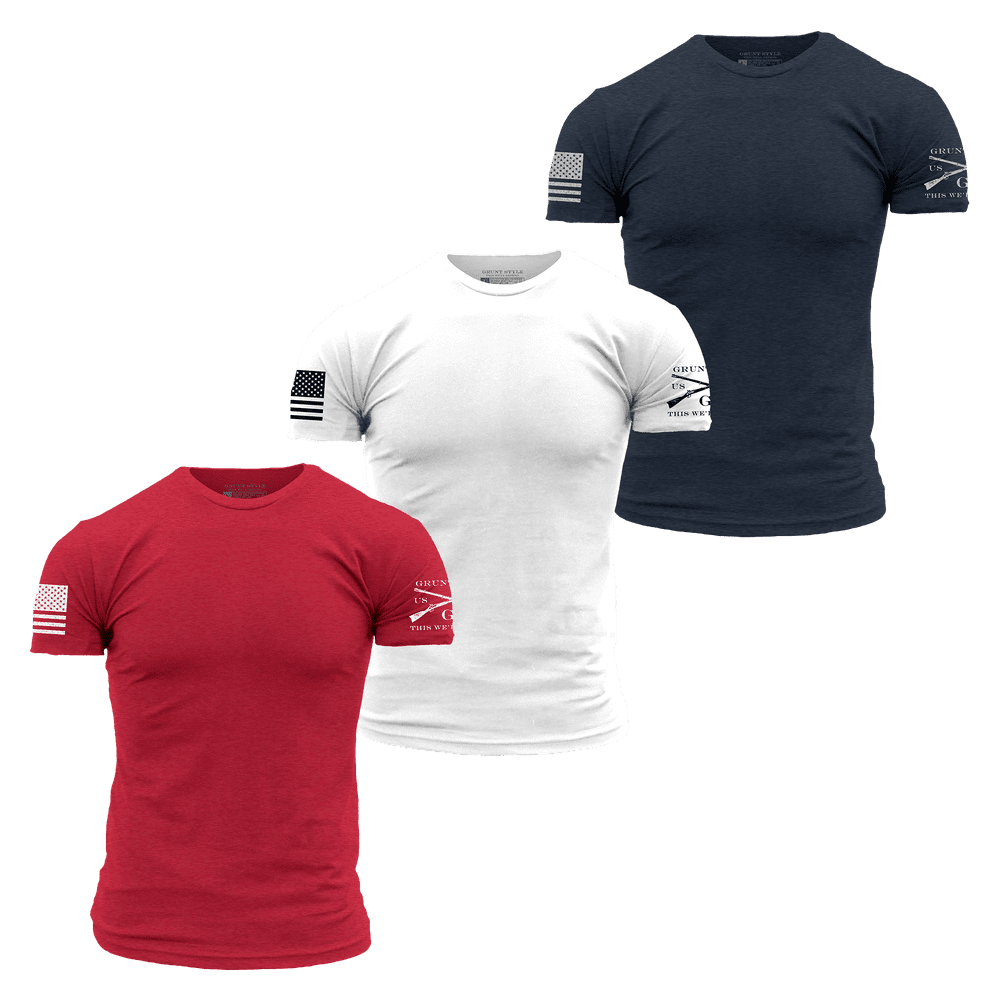 Grunt Style Standard Issue 3-Pack Core Basic T-shirts - Patriot Pack - Patriotic Apparel