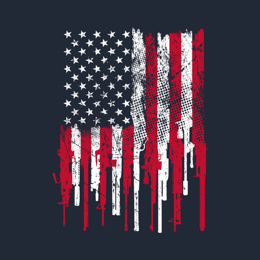Patriotic Tops for Women - Shirt with American Flag and Guns