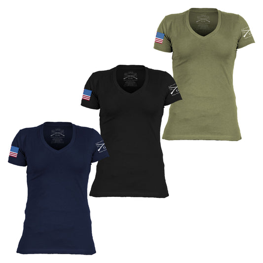 Patriotic Clothing for Women - 3 Pack V Neck T Shirts 