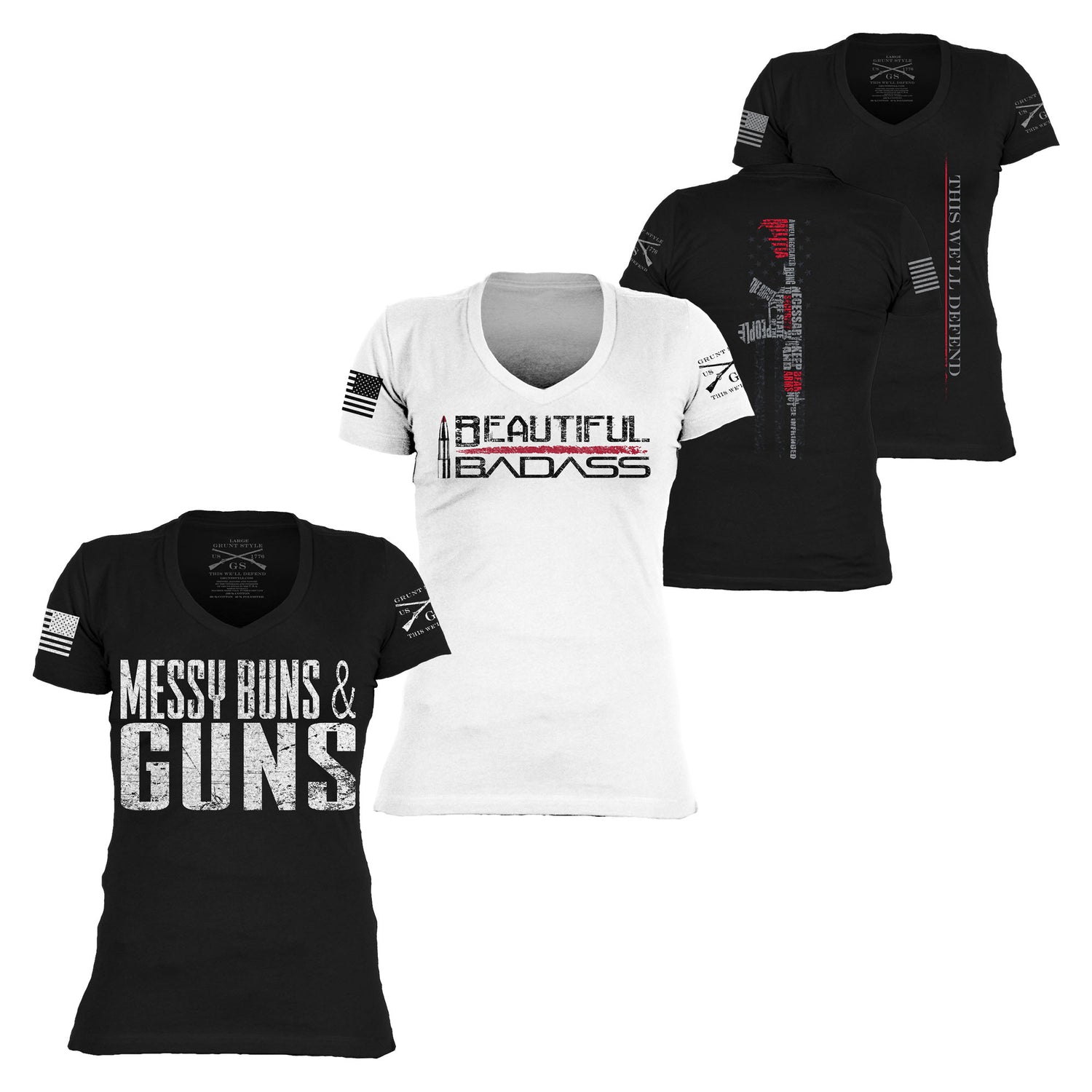 women's v neck t shirts - gun shirt bundle