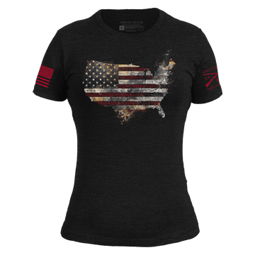 Women's Red Blood Nation Slim Fit T-Shirt - Black