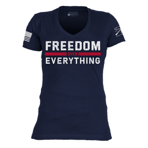 Women's Freedom Over Everything V-Neck - Midnight Navy