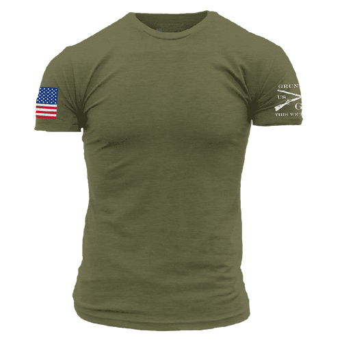 USA Flag Basic T-Shirt - Military Green