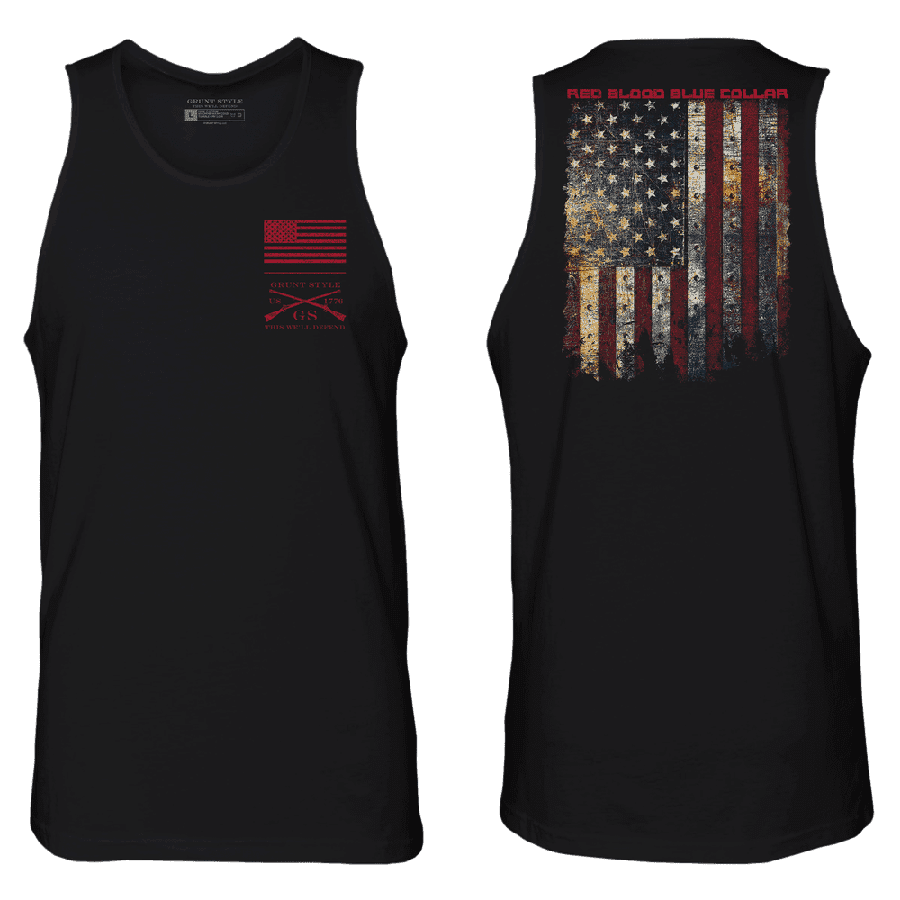 Red Blood Blue Collar™ Tank Black Grunt Style, LLC