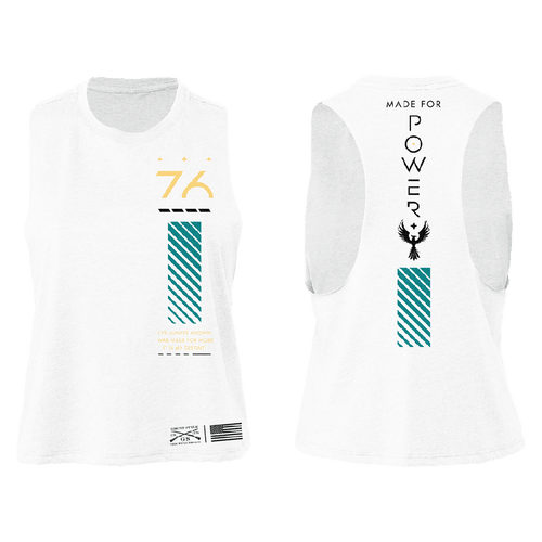 Grunt Style Women's Made For Power Racerback Cropped Tank - White-Web-Ready