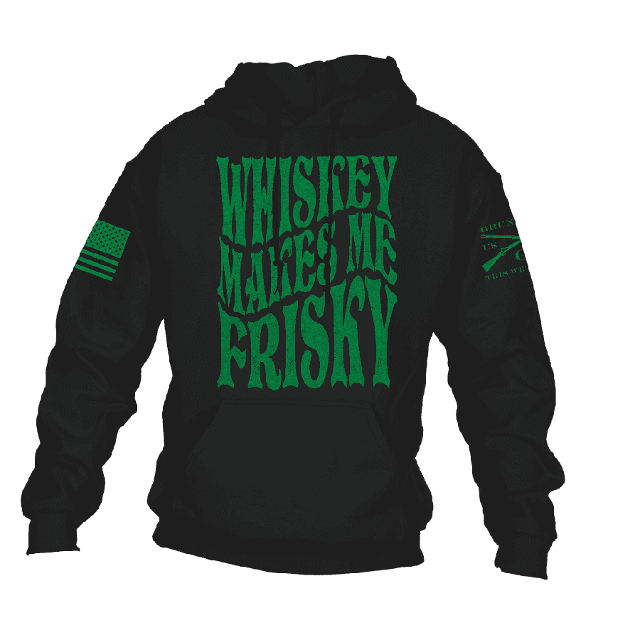 Grunt Style Women's Whiskey Makes Me Frisky Hoodie - Black hoodies