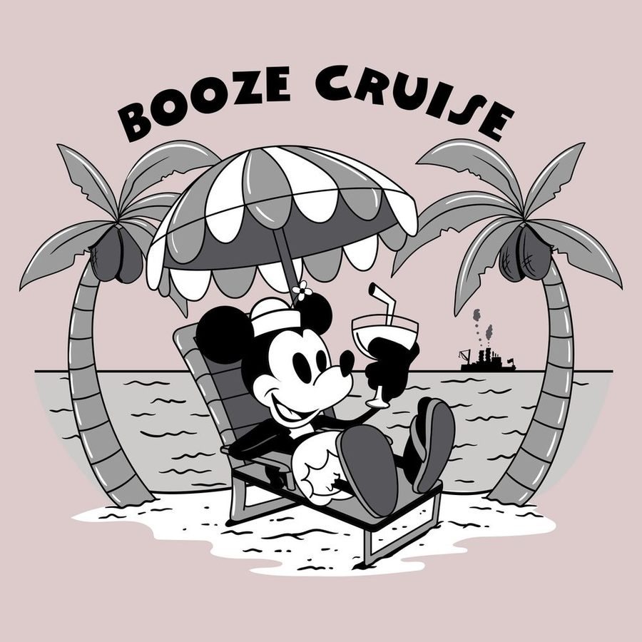 Grunt Style Women's Booze Cruise Boyfriend Fit T-Shirt - Light Pink-artwork