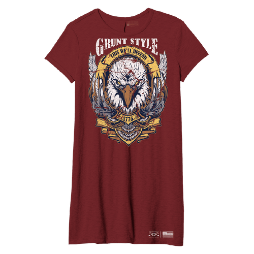 Grunt Style GS7287 Women's Easy Rider Shirt Dress Red Plum Artwork