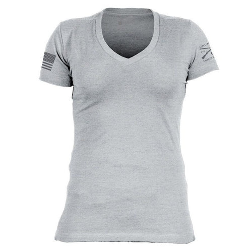 Grunt Style Women's Essential Patriot V-Neck - Dark Heather Gray T-Shirt