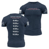 Navy blue t-shirt with 'AMERICAN' text and definition on a white background