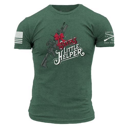 Santa's Little Helper T-Shirt - Heather Forest Green