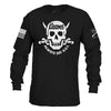 A black long-sleeve t-shirt with a white skull and crossbones graphic on the chest. The graphic features the text 'THE GOONS' on the skull and 'ALWAYS SAY KILL' below it.