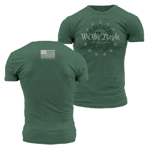 We The People Christmas T-Shirt - Heather Forest Green