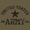 United States Army logo with star and text on a beige background