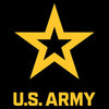 Yellow U.S. Army star logo on a black background