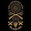 Logo of The Continental Army with crossed rifles and shield on a black background