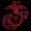 Red U.S. Marine Corps emblem on a black background