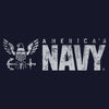 Logo of America's Navy with an eagle emblem on a dark background