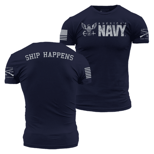 Grunt Style USN - Ship Happens 2.0 T-Shirt - Navy