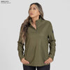 Grunt Style Women's 1/2 Zip Waffle Top - Military Green
