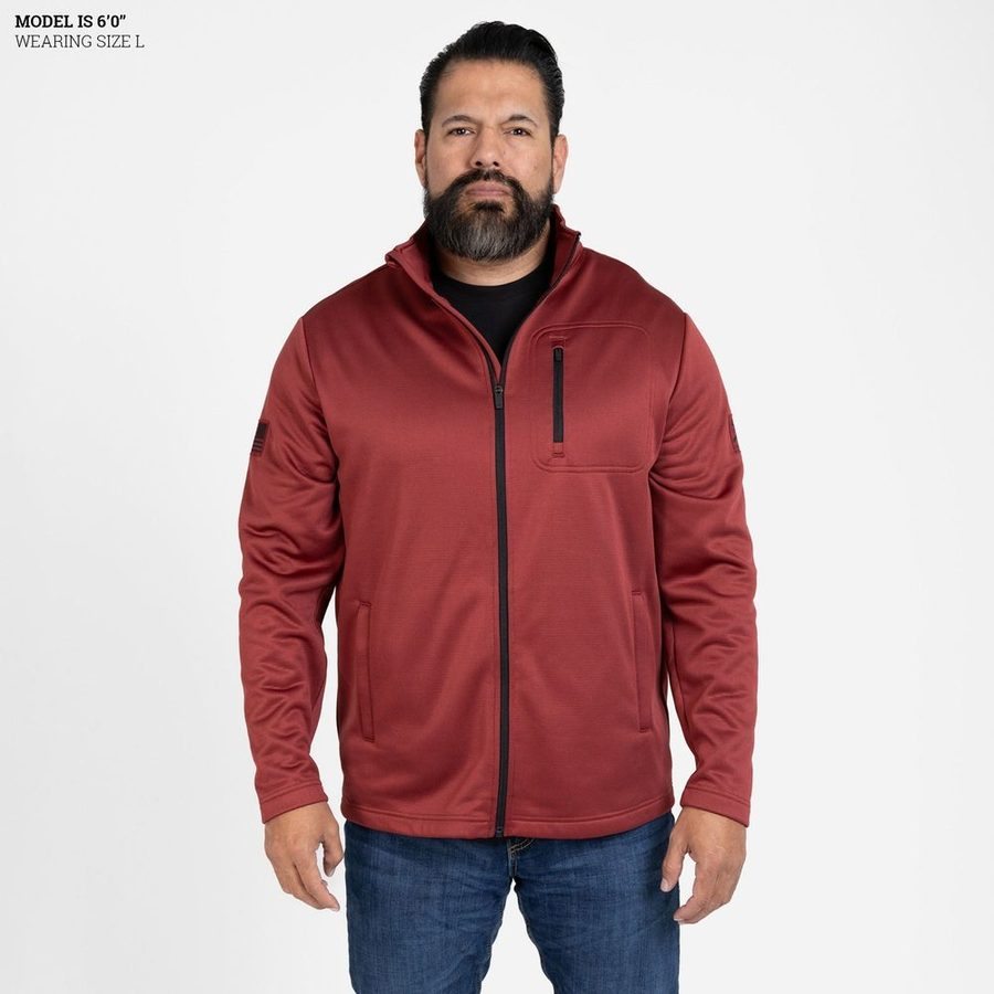 Grunt Style Men's Waffle Top Full-Zip Jacket - Red Plum