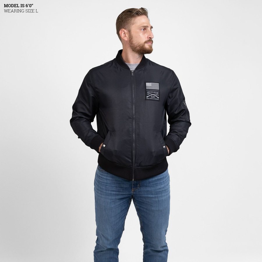 Grunt Style Men's Stealth Bomber Jacket - Black