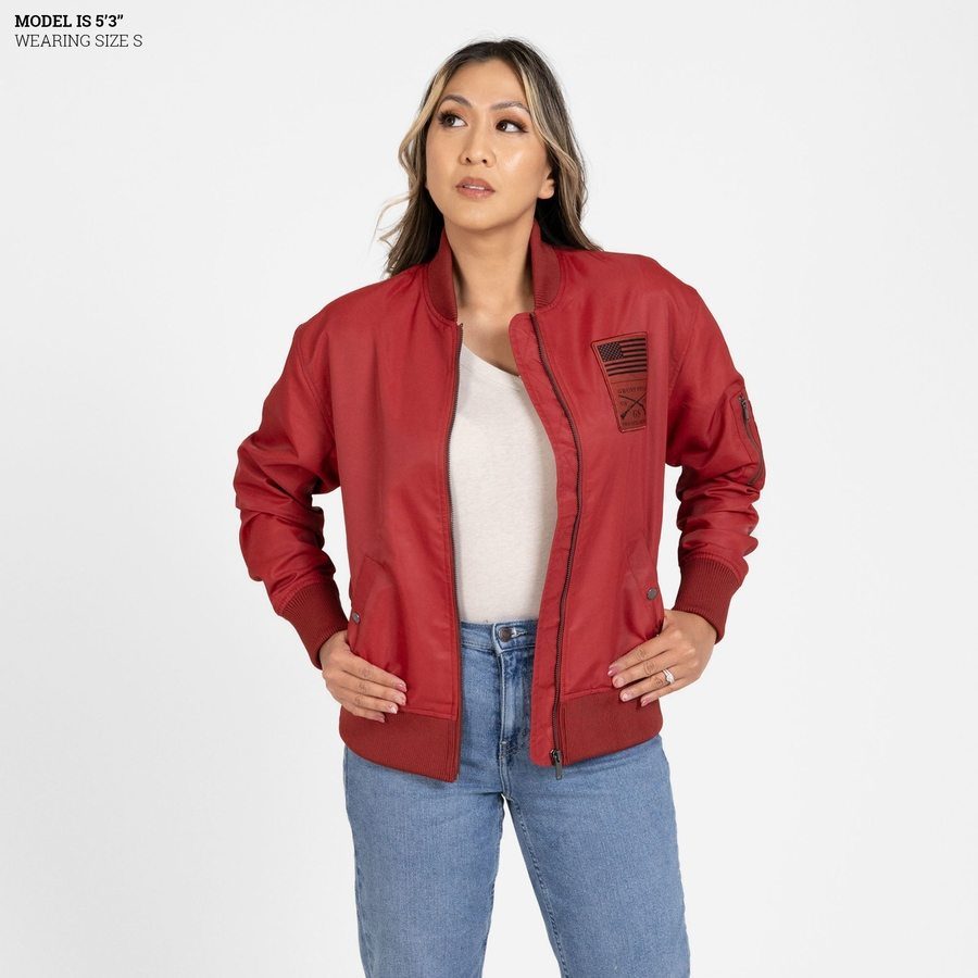 Grunt Style Women's Stealth Bomber Jacket - Red Plum