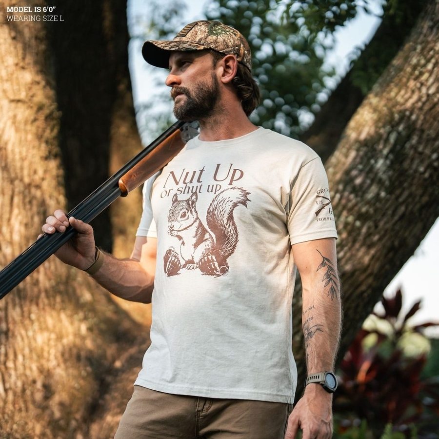 Nut Up Or Shut Up T-Shirt - Sand â Grunt Style, LLC