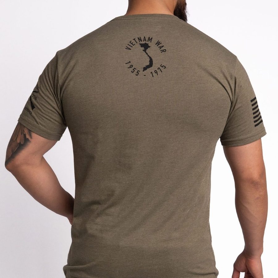 Grunt Style Vietnam War Redacted Flag - Military Green T-Shirt
