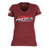 Grunt Style Women's Unapologetically American V-Neck - Red Plum T-Shirt