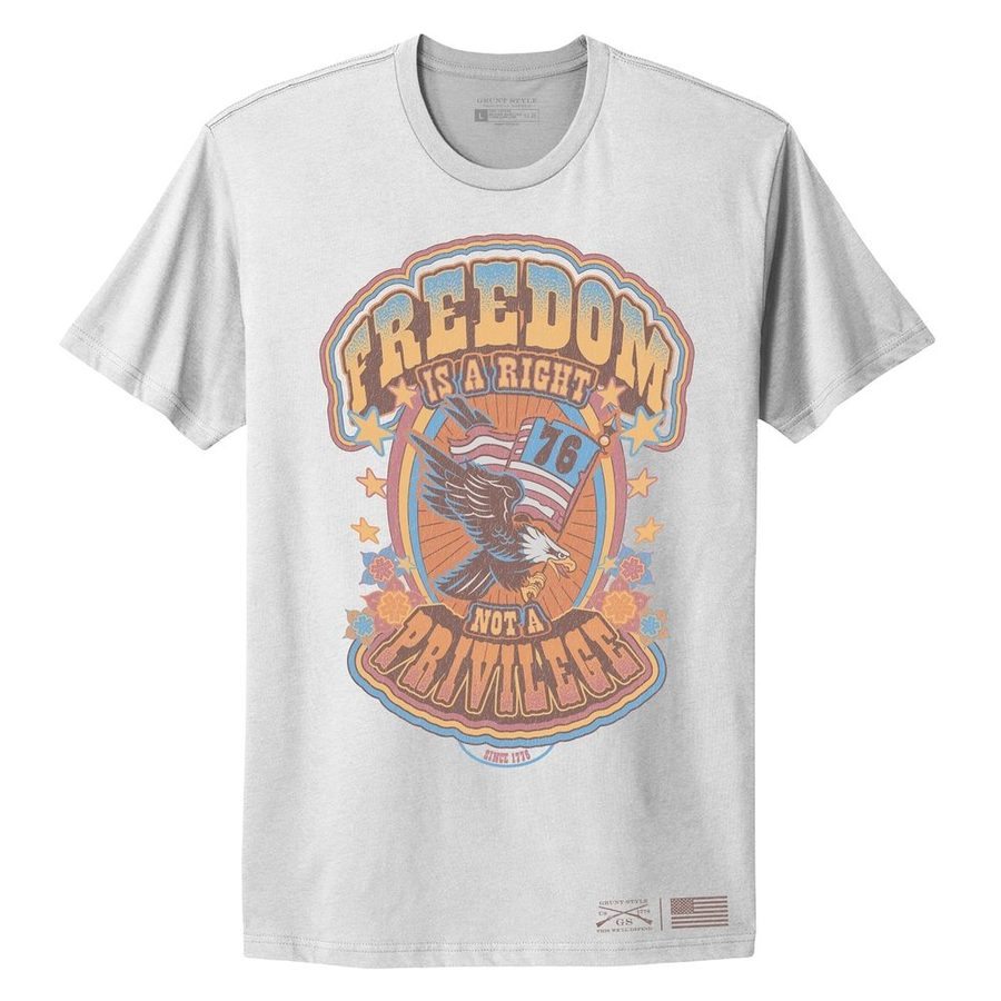 Grunt Style Women's Freedom Is A Right Boyfriend Fit T-Shirt -Sand T-Shirt