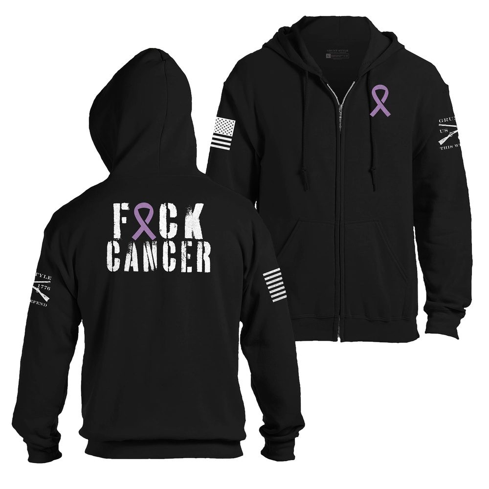 Grunt Style F*ck Cancer Full-Zip Hoodie - Black full-zip hoods