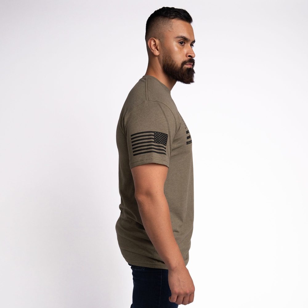 Grunt Style Vietnam War Redacted Flag - Military Green T-Shirt