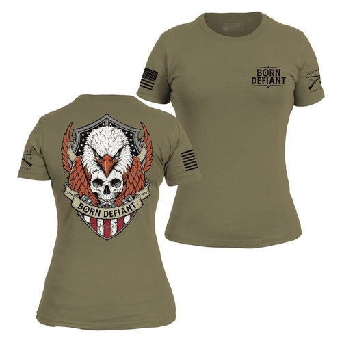 Grunt Style Women's Born Defiant Slim Fit T-Shirt - Military Green T-Shirt
