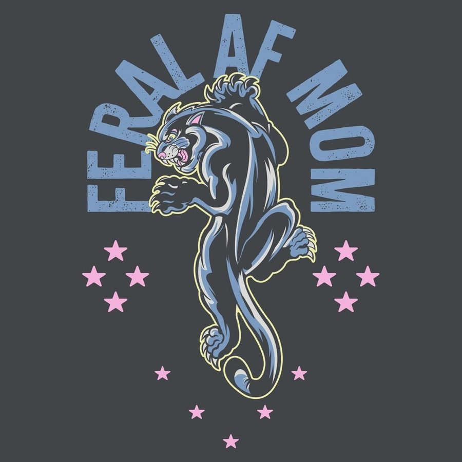 Grunt Style Women's Feral AF Mom Slim Fit T-Shirt - Heavy Metal T-Shirt