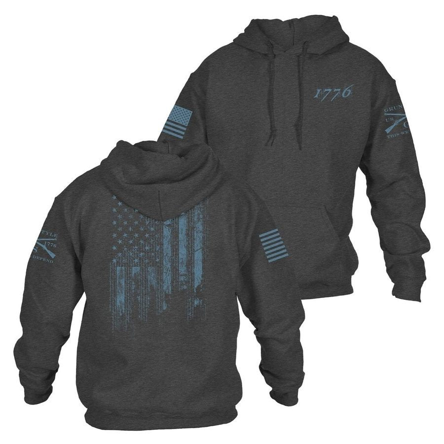 Grunt Style 1776 Flag Hoodie - Dark Heather Gray hoodies