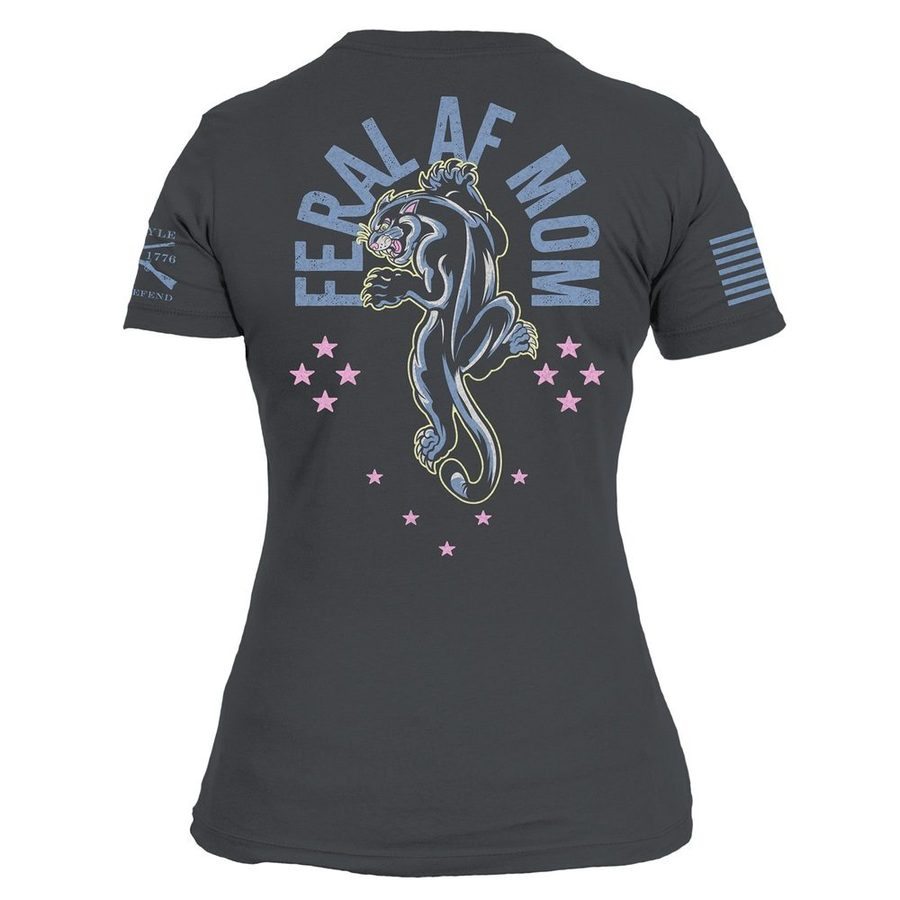 Grunt Style Women's Feral AF Mom Slim Fit T-Shirt - Heavy Metal T-Shirt