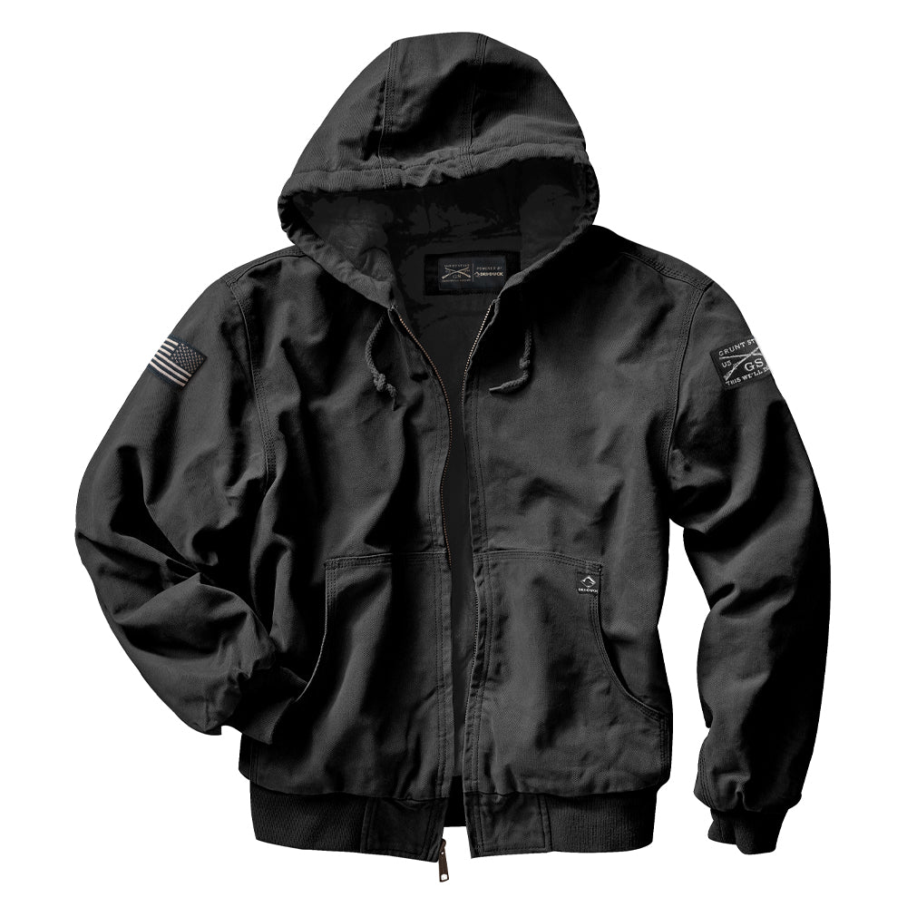 Hooded Field Jacket in Black Zip Up | Grunt Style 