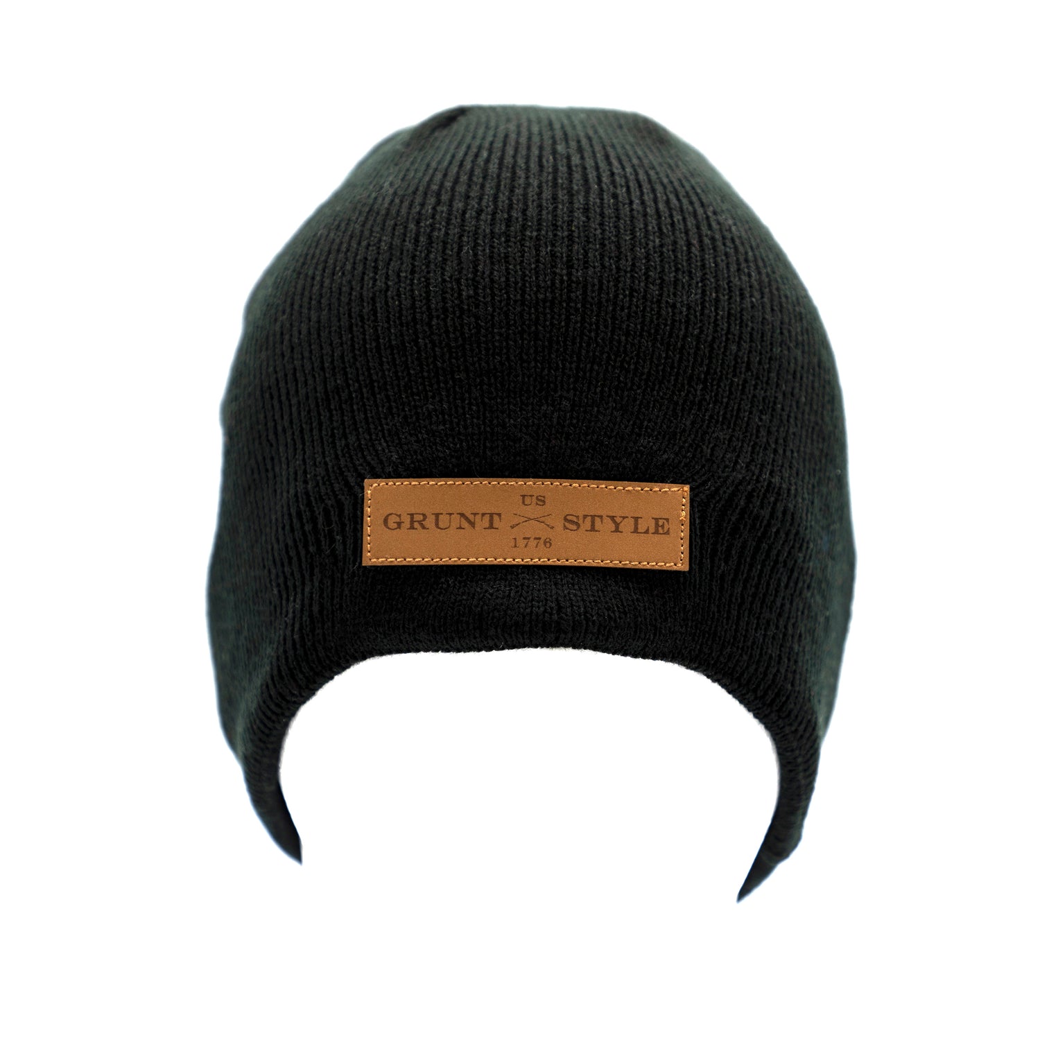 Grunt Style Leather Patch Beanie in Black | Grunt Style 
