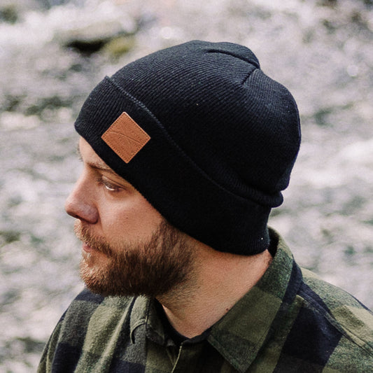 Grunt Style Logo Leather Patch Beanie | Patriotic Hats for Men 