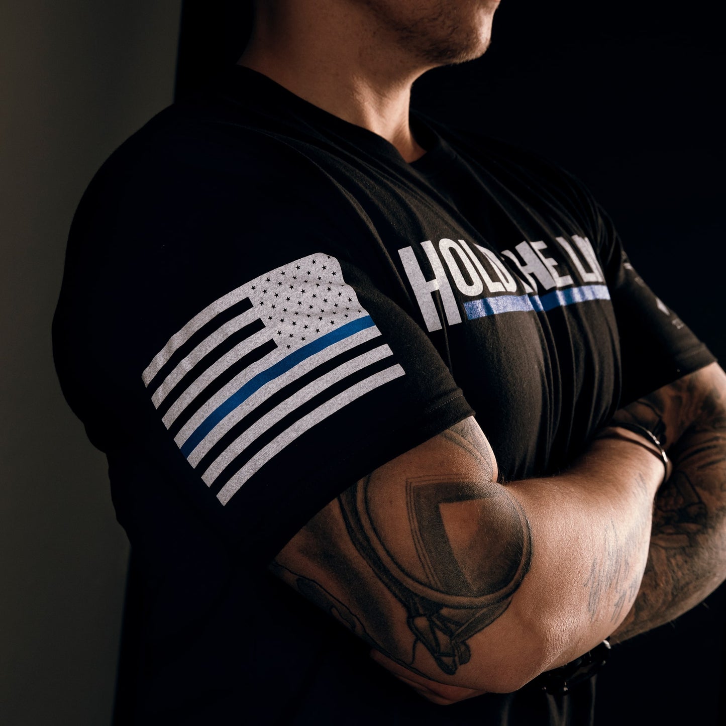 Hold The Line Shirt for Men Blue Line | Grunt Style